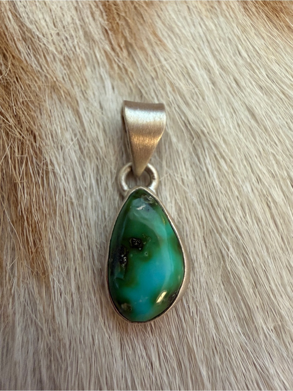❤️ Sonoran Gold Turquoise Minimalist Brushed Sterling 925 Unisex Pendant .89”L